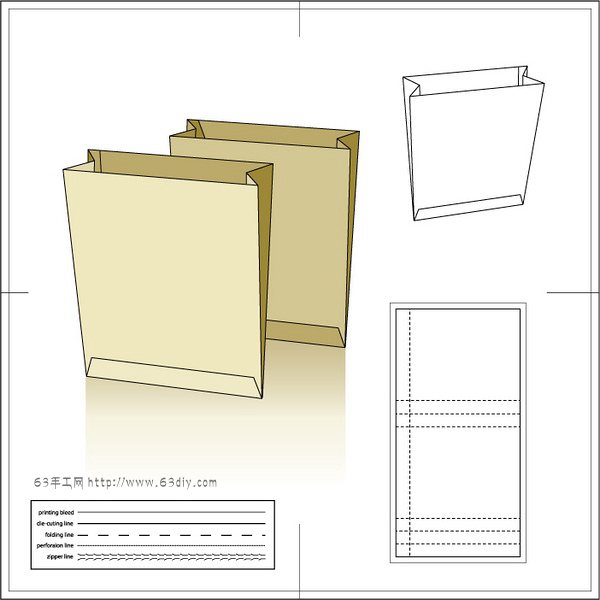 几款实用的纸袋展开图3