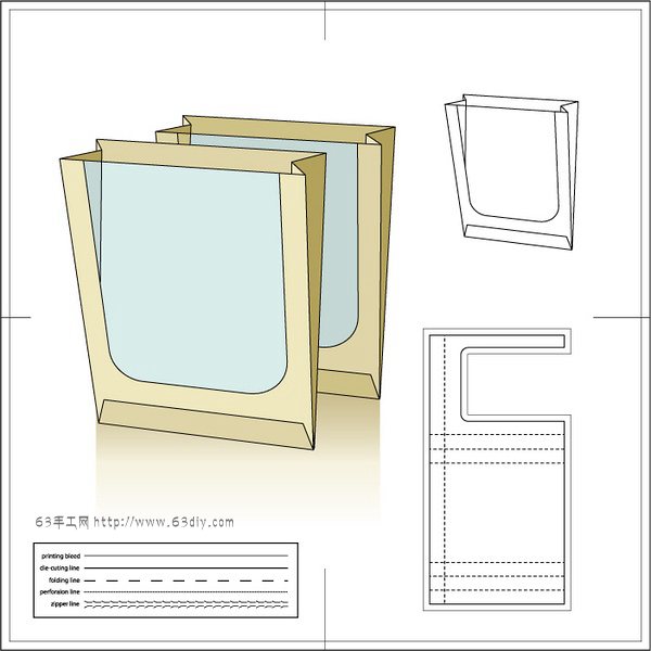 几款实用的纸袋展开图4